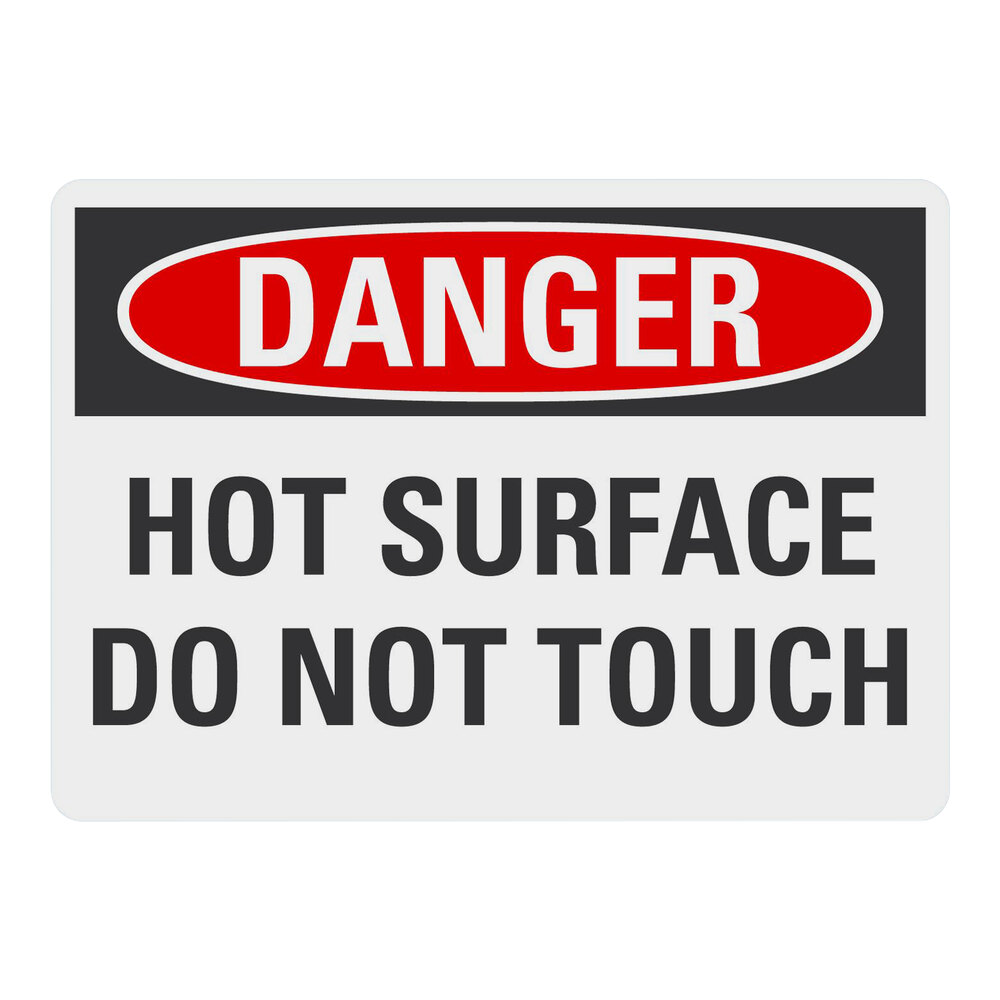 Lavex 10" x 7" Engineer-Grade Reflective Adhesive Vinyl "Danger / Hot Surface / Do Not Touch" Safety Label
