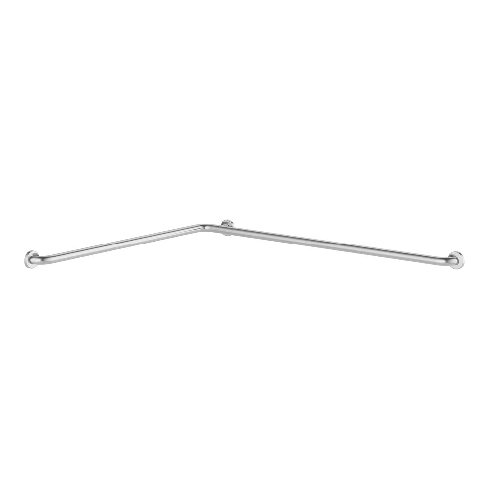 Lavex 54" x 42" Two-Wall Restroom Grab Bar with Satin Finish and Peened Grip