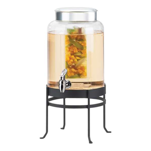 Cal-Mil 1580-2INF-13 Soho 2 Gallon Black Glass Beverage Dispenser with Infusion Chamber