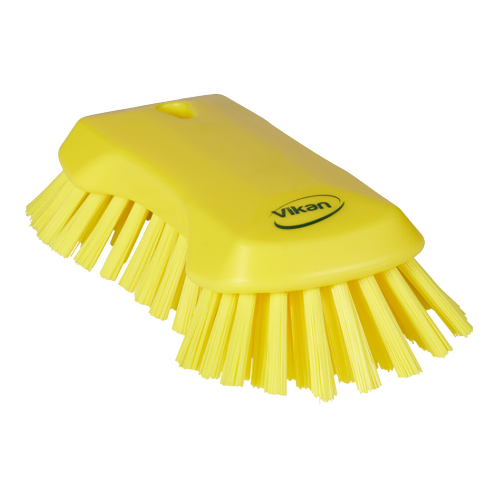 Vikan 38946 9" Yellow Scrub Brush with Stiff Bristles