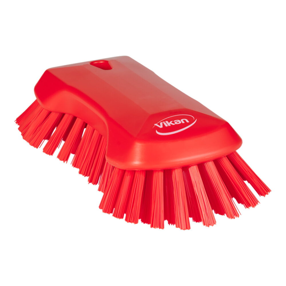 Vikan 38944 9" Red Scrub Brush with Stiff Bristles