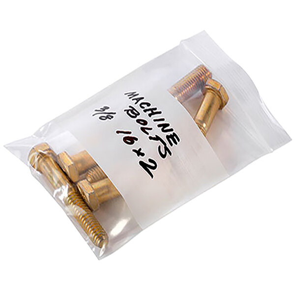 Lavex 6" x 8" 2 Mil Clear Reclosable White Block Polyethylene Bag - 1,000/Case