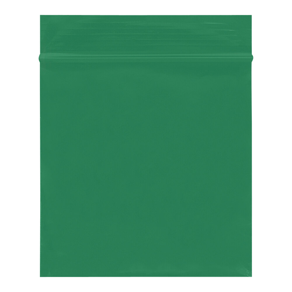 Lavex 10" x 12" 2 Mil Green Reclosable Polyethylene Bag - 1,000/Case