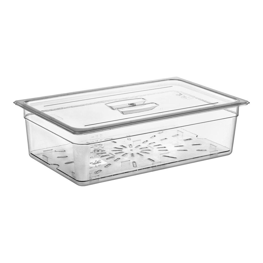 Choice Full Size 6" Deep Clear Polycarbonate Food Pan with Drain Tray and Lid