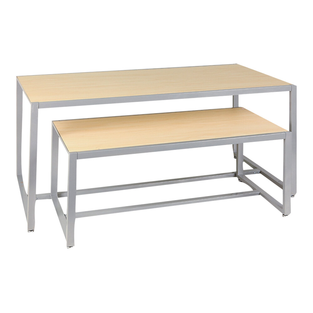 2-Piece Nesting Display Table Set with Maple Wood Melamine Top