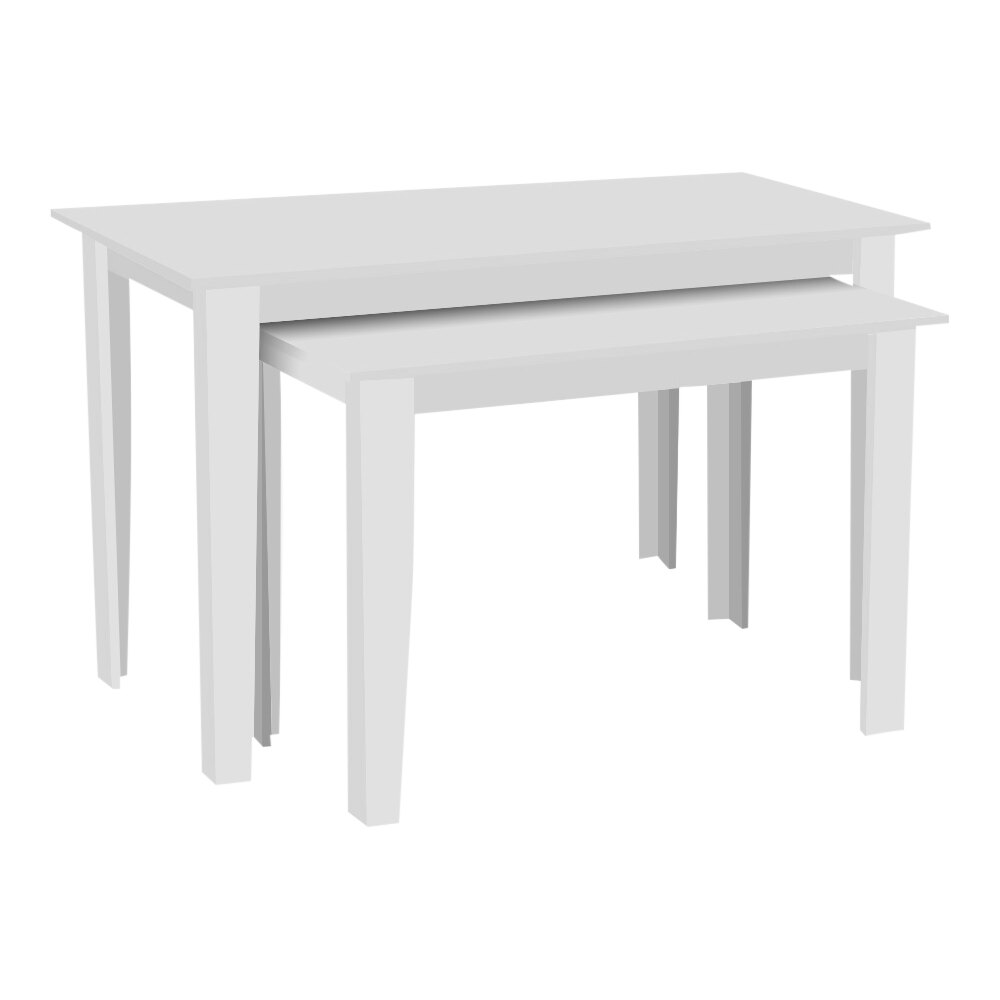 2-Piece White Laminate Wood Nesting Display Table Set