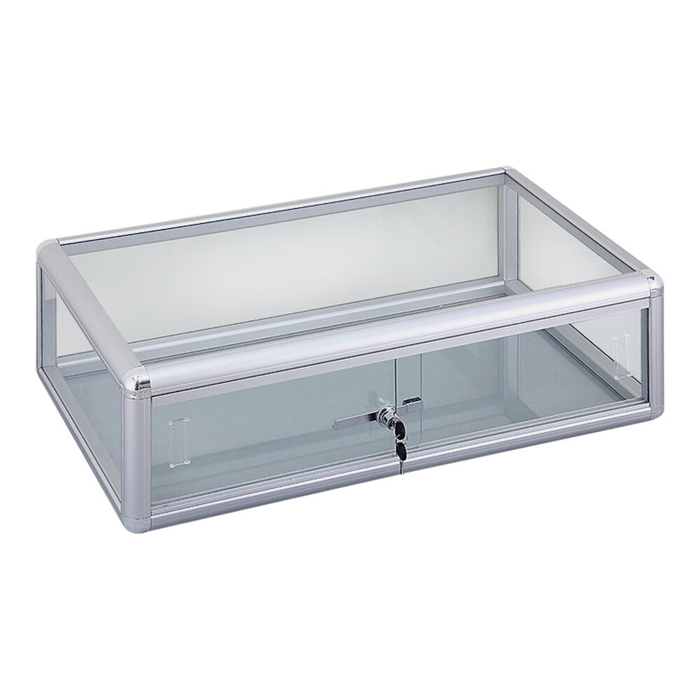 30" x 18" x 9" Glass Locking Countertop Display Case with Aluminum Frame