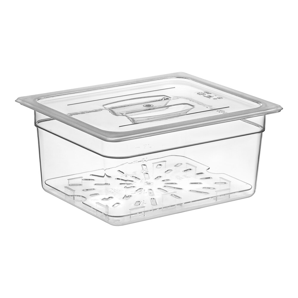 Choice 1/2 Size 6" Deep Clear Polycarbonate Food Pan with Drain Tray and Lid