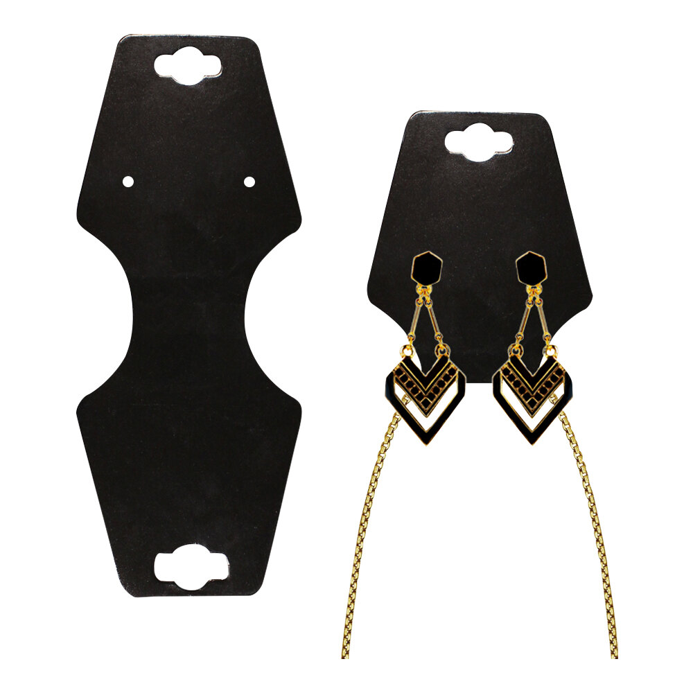 2 1/4" x 2 3/4" Black Self-Adhesive Foldover Jewelry Display Card - 100/Case