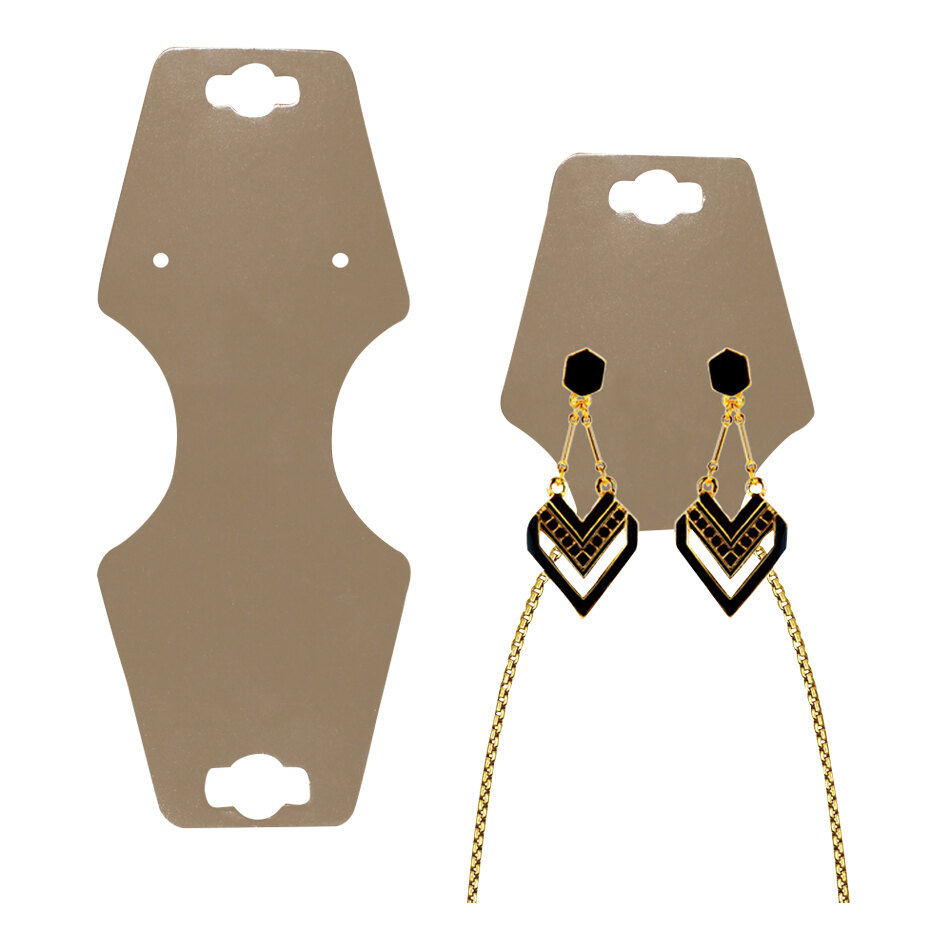 2 1/4" x 2 3/4" Kraft Self-Adhesive Foldover Jewelry Display Card - 100/Case