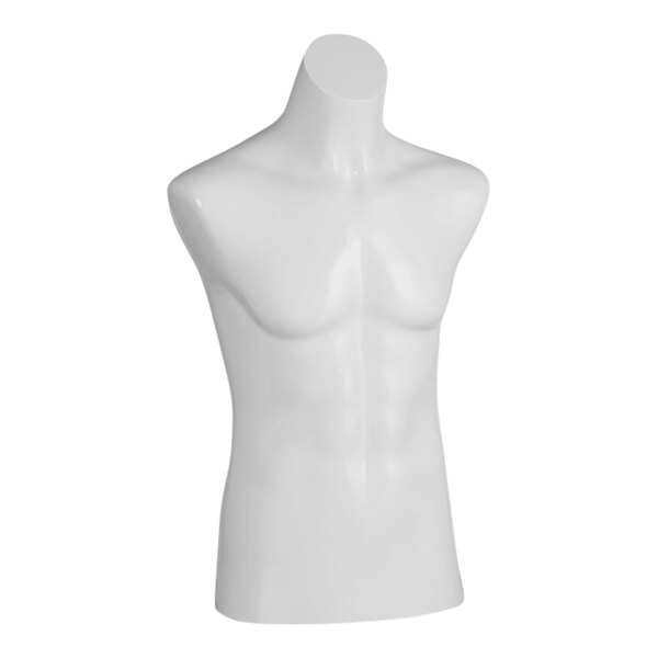 Glossy White Plastic Countertop Male Half Body Torso Mannequin
