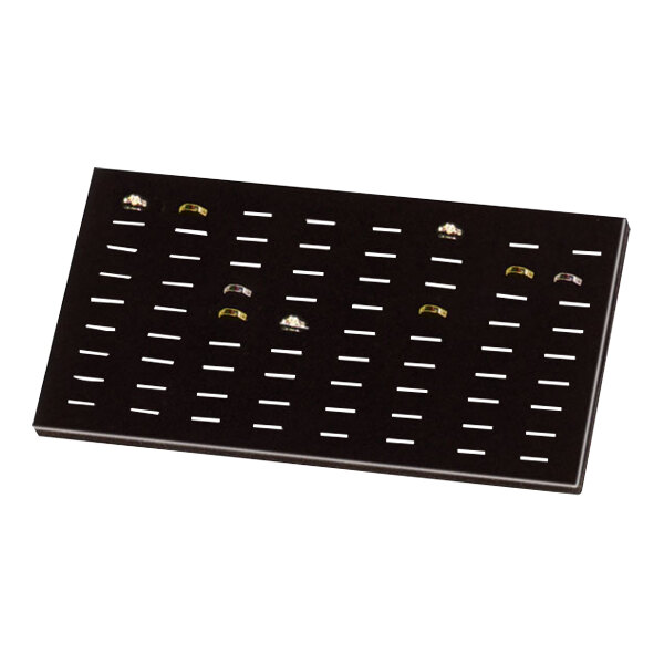14" x 7 3/4" x 1/2" 72-Slot Black Velvet Ring Display Tray Insert for 6455 and 6456