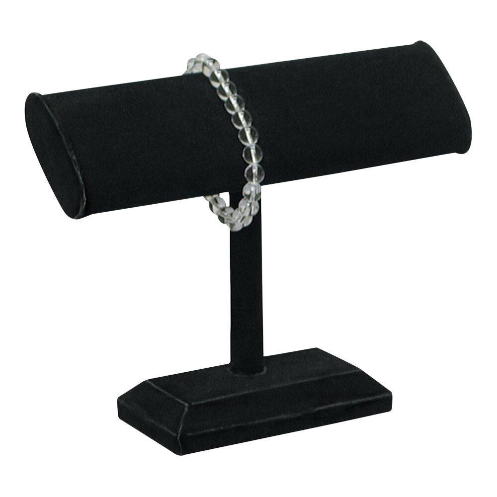 7 1/4" x 6 1/4" Black Velvet T-Shape Bracelet and Watch Display Stand