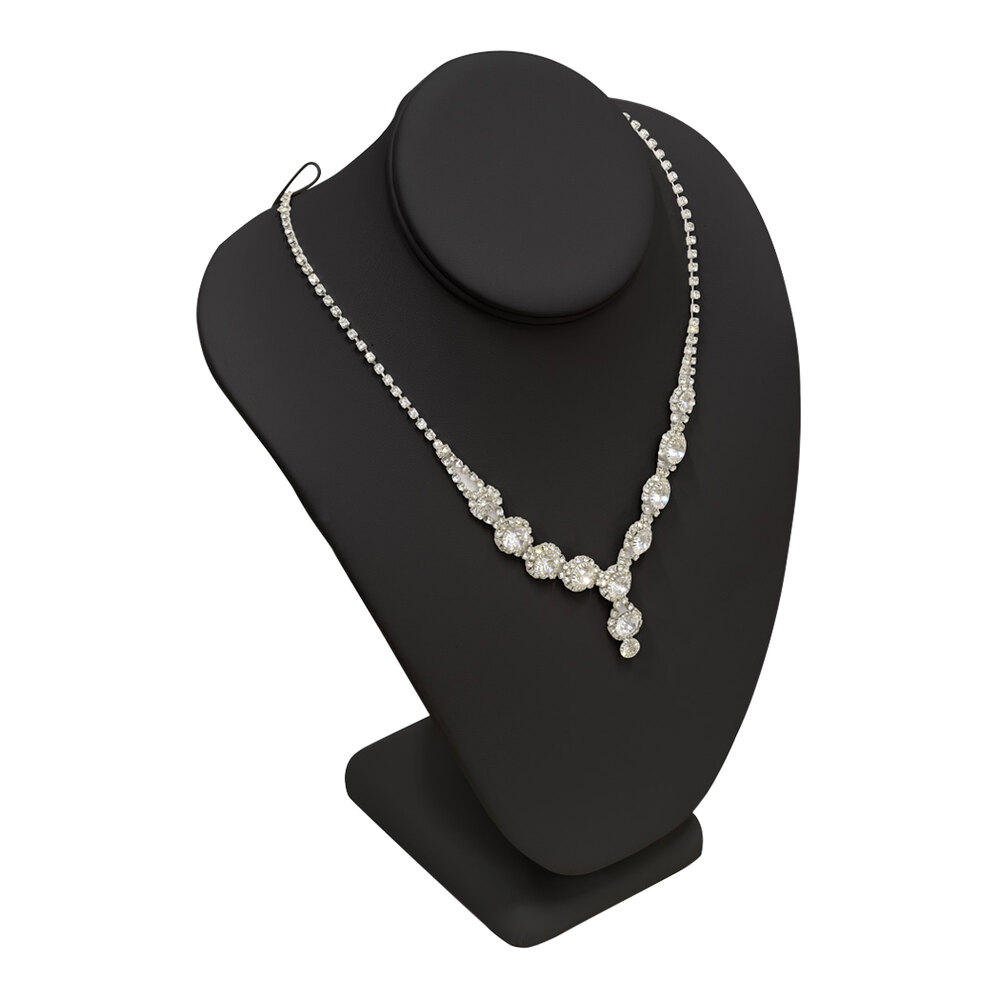 7 1/2" x 5 1/8" x 11" Black Leatherette Standing Necklace Display Bust