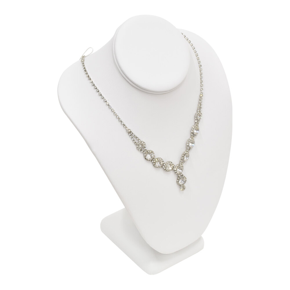 7 1/2" x 5 1/8" x 11" White Leatherette Standing Necklace Display Bust