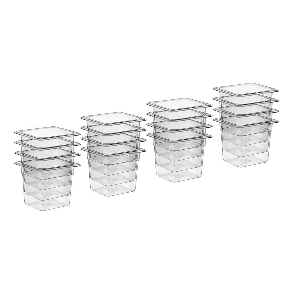 Choice 1/6 Size 6" Deep Clear Polycarbonate Food Pan Set - 16/Set