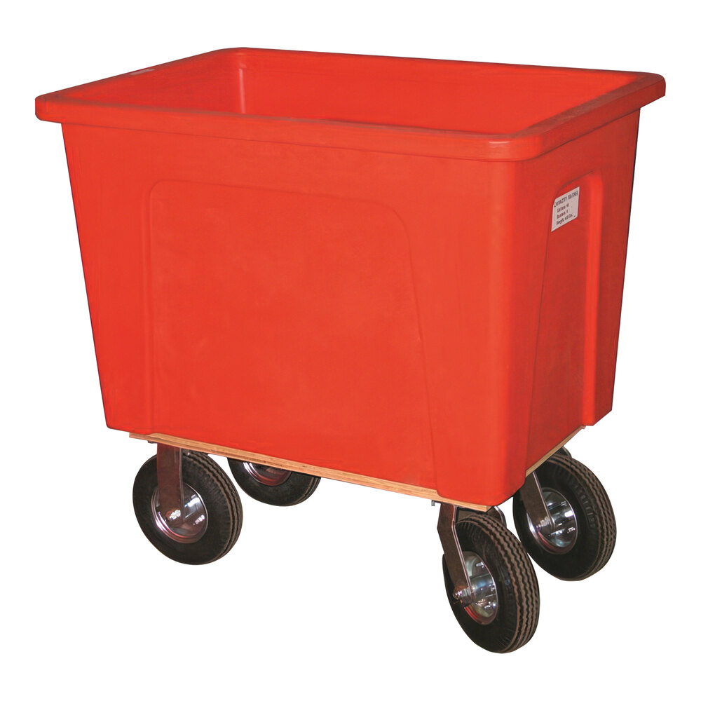 Wesco Industrial Products 272549 20 Bushel / 160 Gallon Red Polyethylene Box Truck with 8" Pneumatic Casters