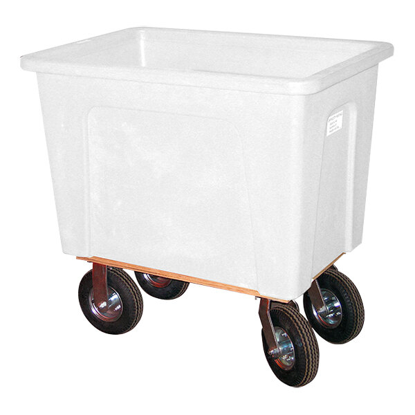 Wesco Industrial Products 272540 4 Bushel / 32 Gallon White Polyethylene Box Truck with 8" Pneumatic Casters