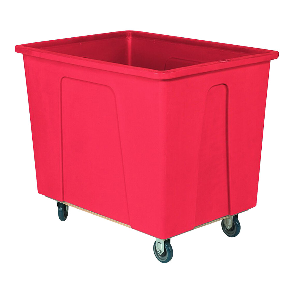 Wesco Industrial Products 272516 12 Bushel / 96 Gallon Red Polyethylene Box Truck with 5" Polyurethane Casters