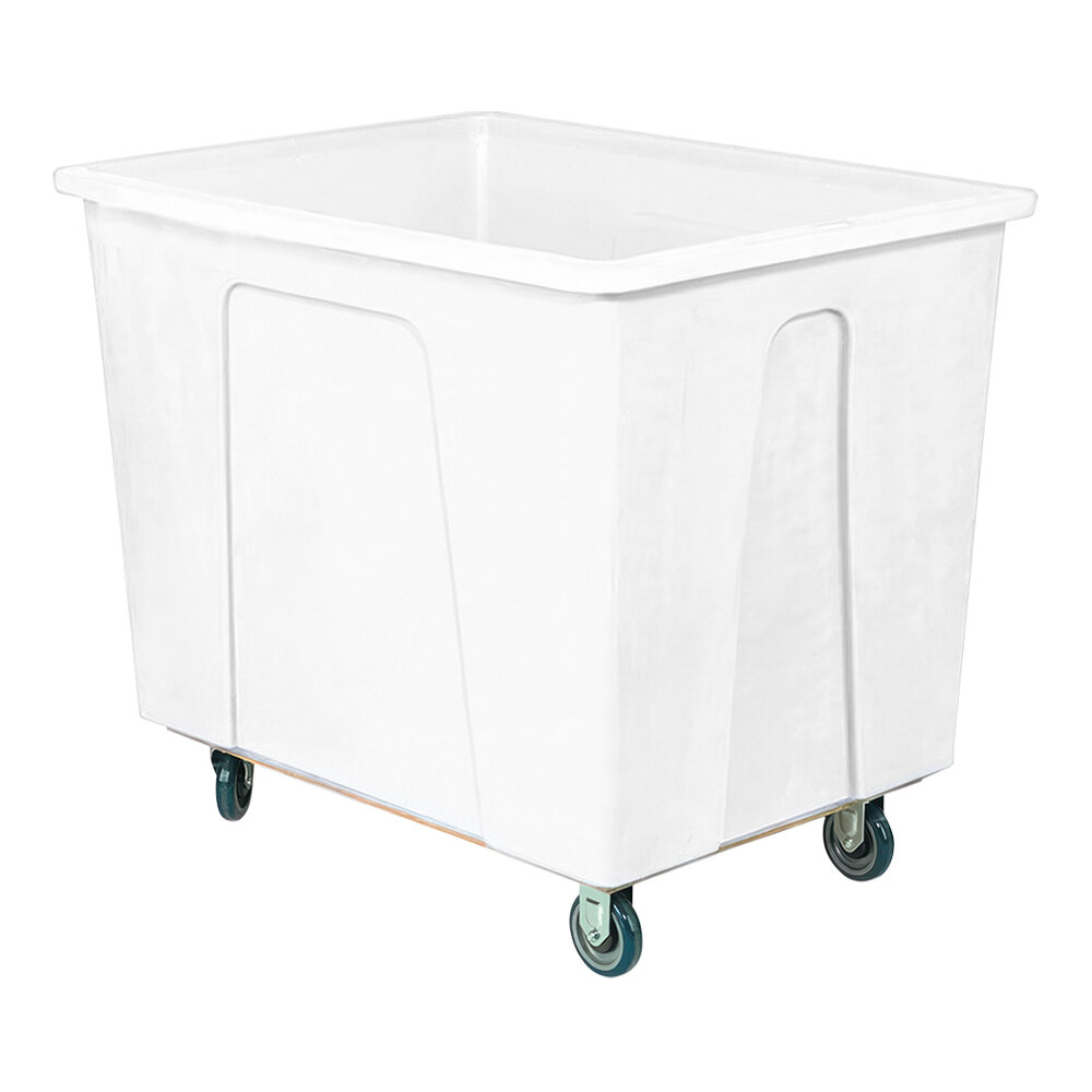 Wesco Industrial Products 272510 8 Bushel / 64 Gallon White Polyethylene Box Truck with 5" Polyurethane Casters