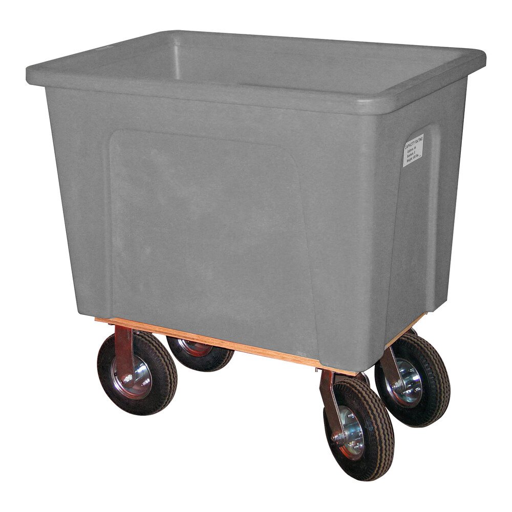 Wesco Industrial Products 272534 20 Bushel / 160 Gallon Gray Polyethylene Box Truck with 8" Pneumatic Casters