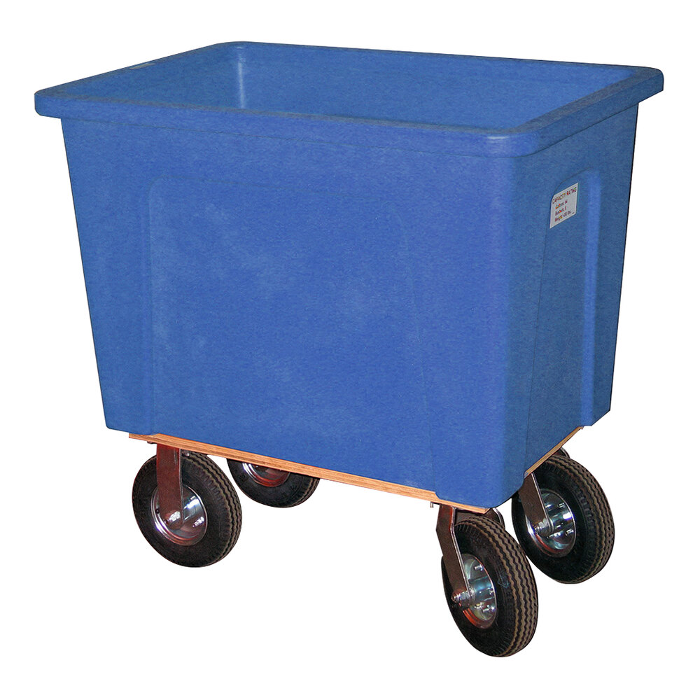 Wesco Industrial Products 272539 20 Bushel / 160 Gallon Blue Polyethylene Box Truck with 8" Pneumatic Casters