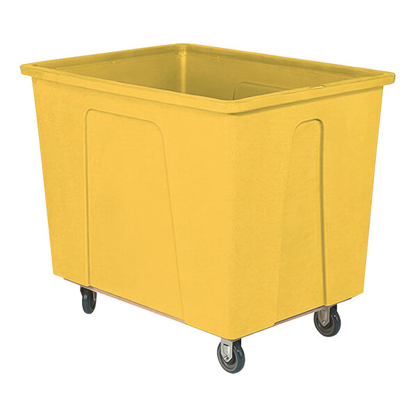 Wesco Industrial Products 272522 16 Bushel / 128 Gallon Yellow Polyethylene Box Truck with 5" Polyurethane Casters