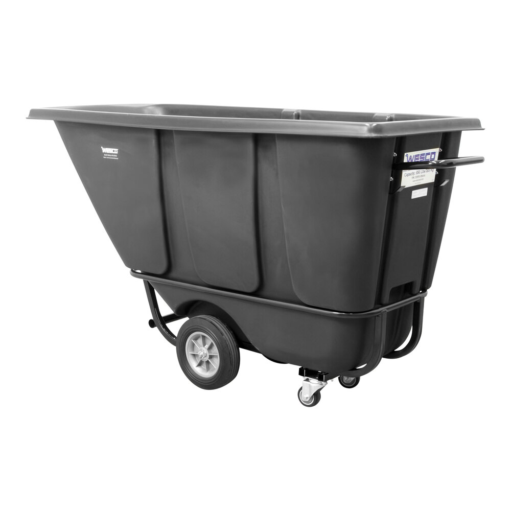 Wesco Industrial Products 272576 0.5 Cu. Yd. Black Polyethylene Standard-Duty Tilt Truck
