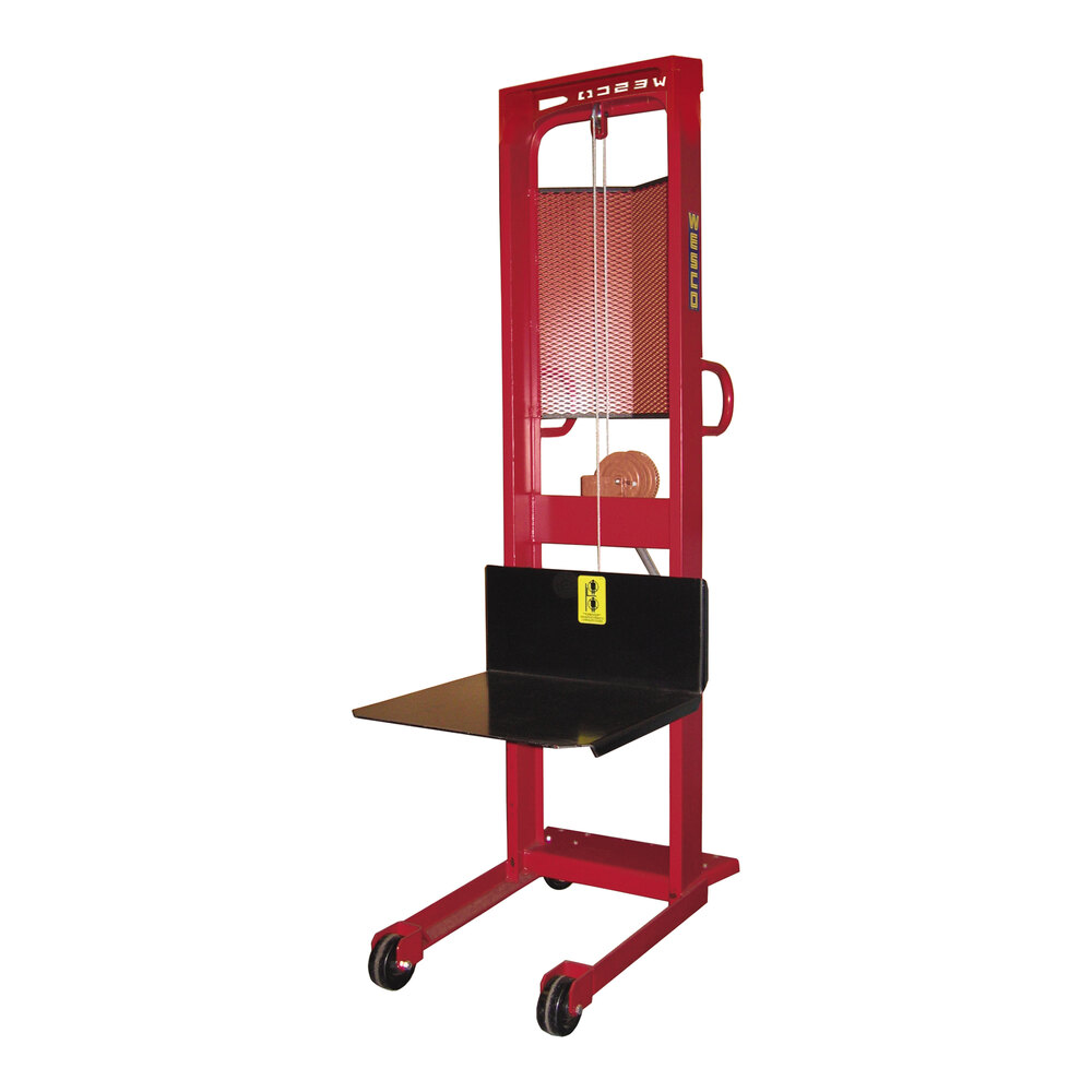 Wesco Industrial Products 1,000 lb. Steel Hand Winch Platform Stacker with 24" x 24" Platform and 70" Lift Height 270214