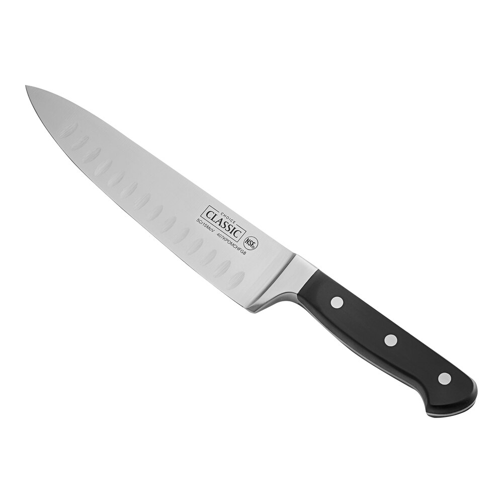 Choice Classic 8" Granton Edge Chef Knife with POM Handle