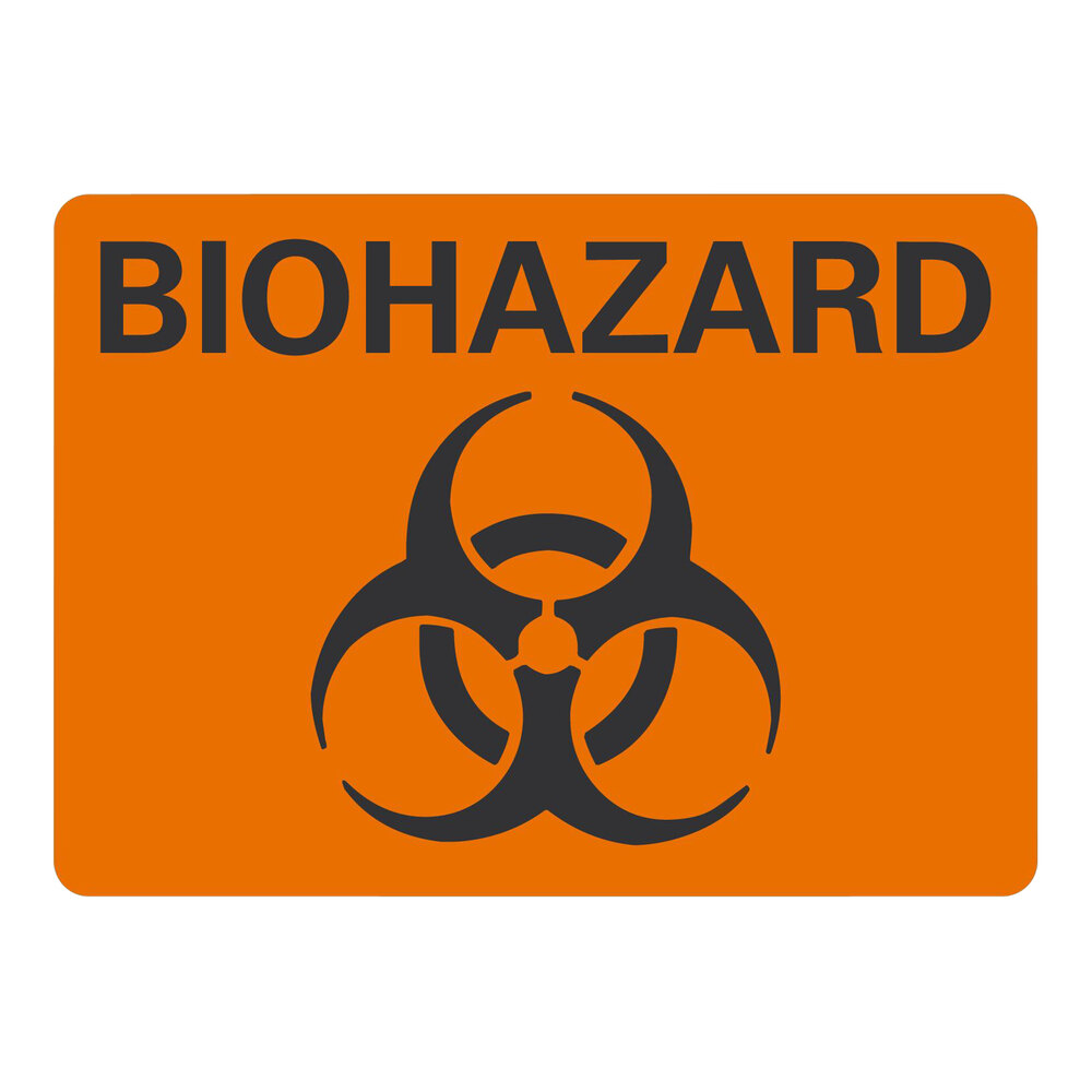 Lavex 10" x 7" Non-Reflective Adhesive Vinyl "Biohazard" Safety Label