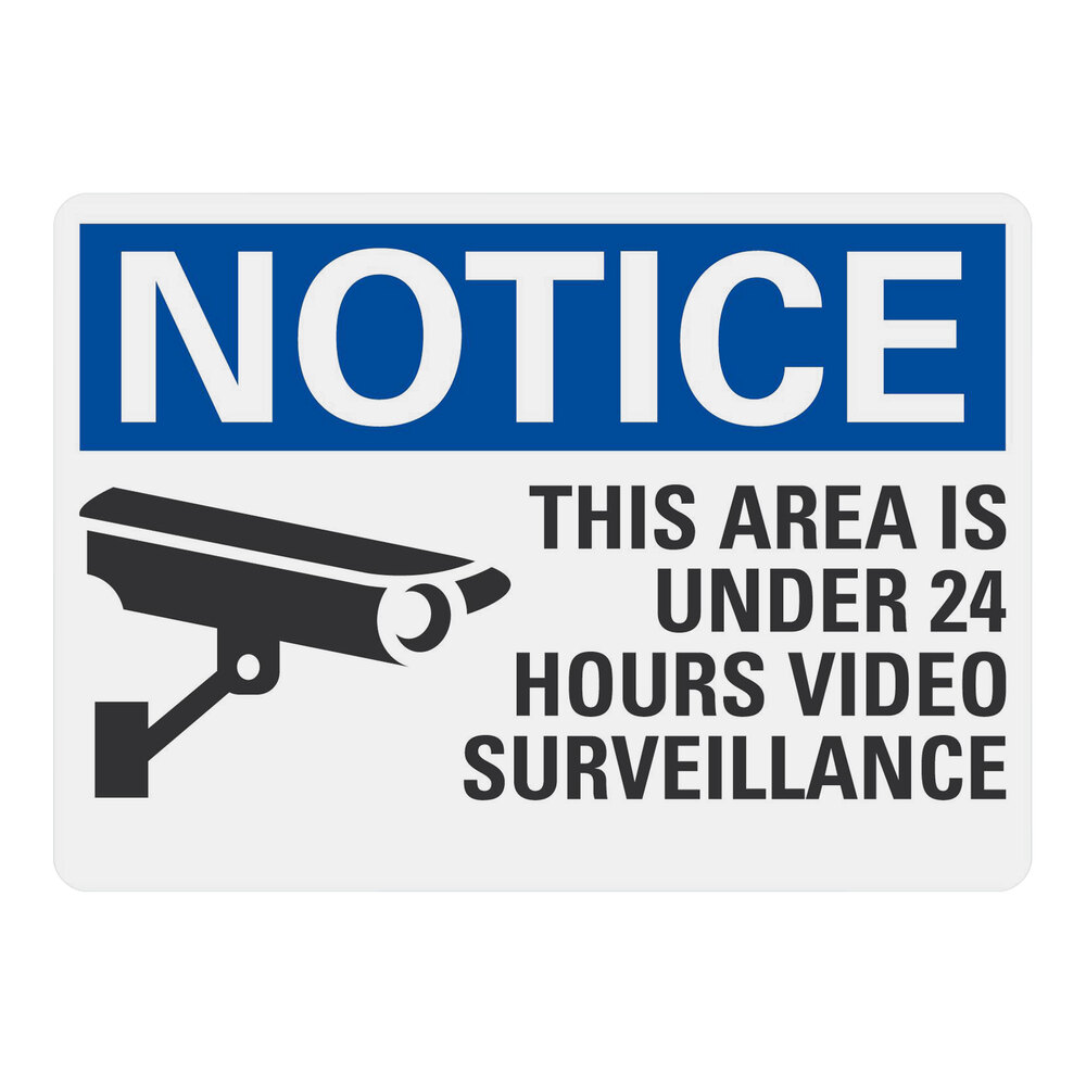 Lavex 10" x 7" Engineer-Grade Reflective Aluminum "Notice / This Area is Under 24 Hours Video Surveillance" Sign