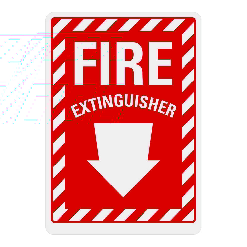 Lavex 10" x 7" Non-Reflective Aluminum "Fire Extinguisher" Safety Sign with Down Arrow
