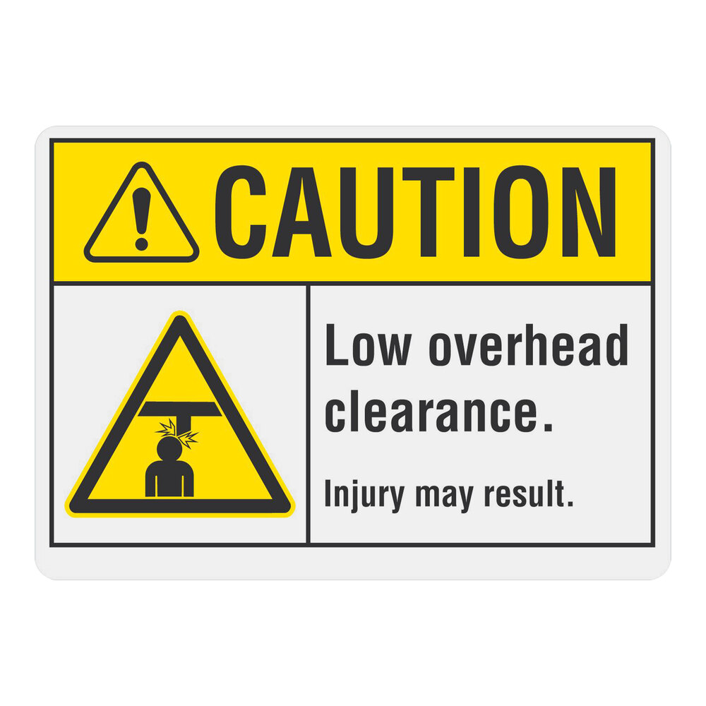 Lavex 10" x 7" Non-Reflective Aluminum "Caution / Low Overhead Clearance / Injury May Result" Safety Sign