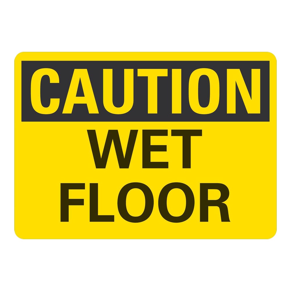 Lavex 10" x 7" Engineer-Grade Reflective Aluminum "Caution / Wet Floor" Safety Sign