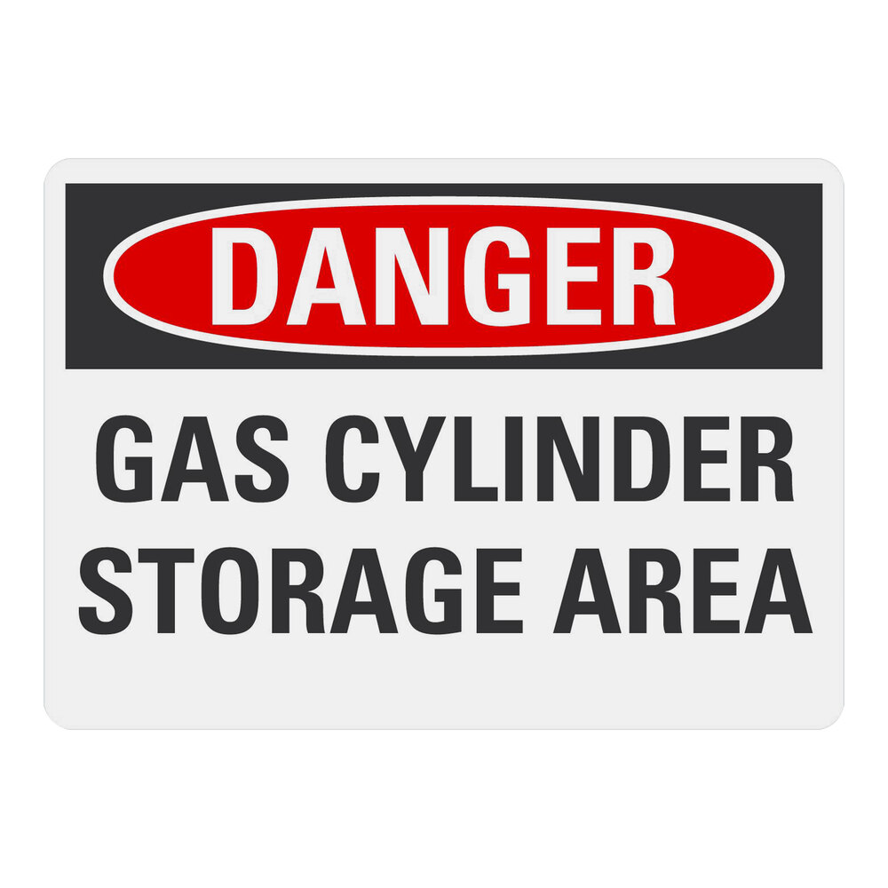 Lavex 10" x 7" Non-Reflective Aluminum "Danger / Gas Cylinder Storage Area" Safety Sign