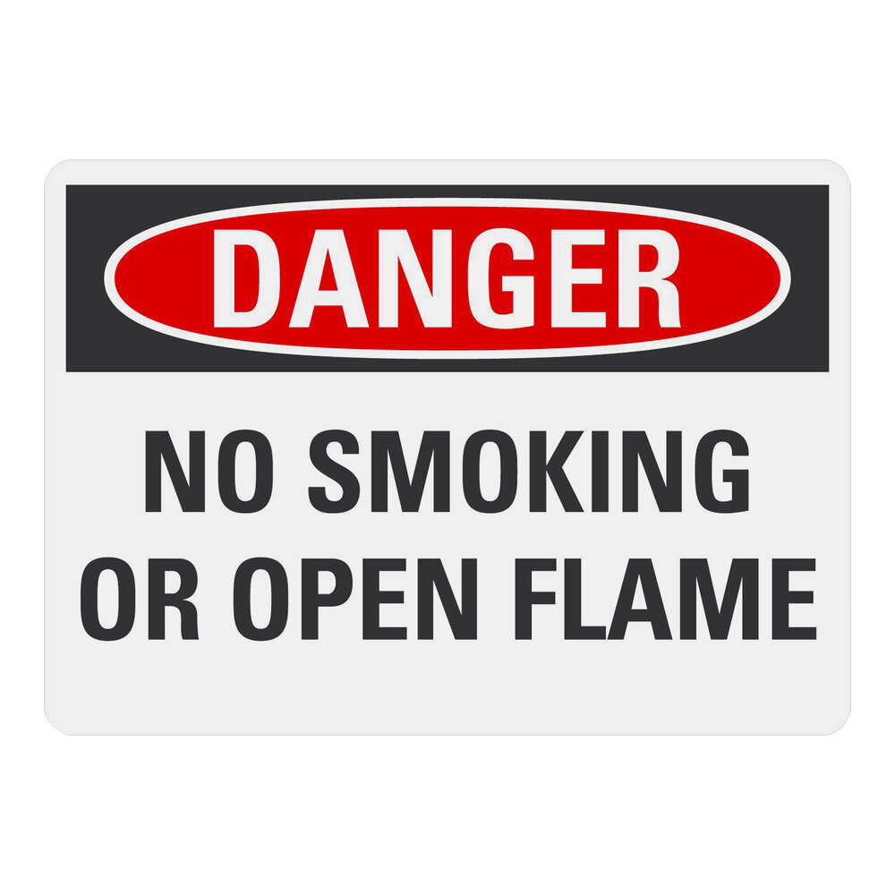 Lavex 10" x 7" Non-Reflective Aluminum "Danger / No Smoking Or Open Flame" Safety Sign