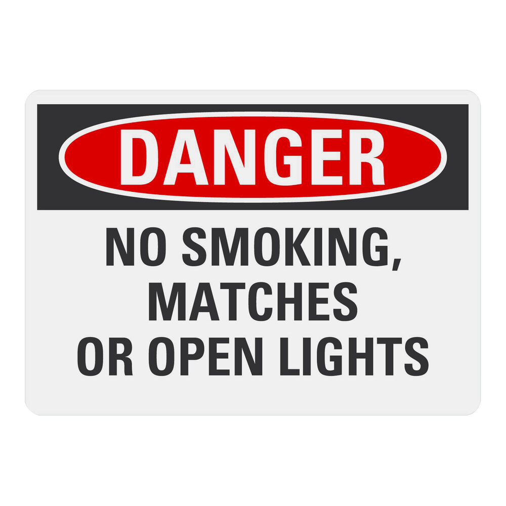 Lavex 10" x 7" Engineer-Grade Reflective Aluminum "Danger / No Smoking, Matches Or Open Lights" Safety Sign