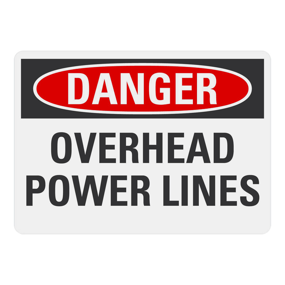 Lavex 10" x 7" Non-Reflective Adhesive Vinyl "Danger / Overhead Power Lines" Safety Label