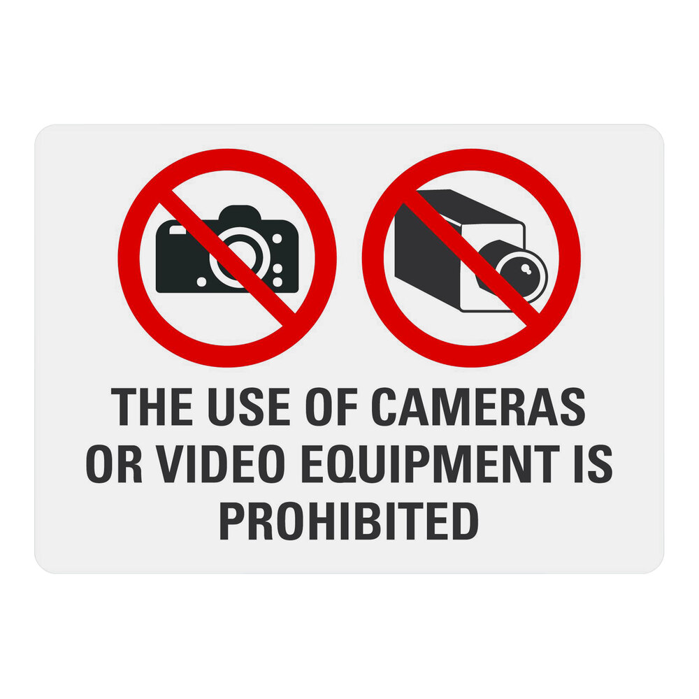 Lavex 10" x 7" Non-Reflective Adhesive Vinyl "The Use of Cameras or Video Equipment is Prohibited" Label