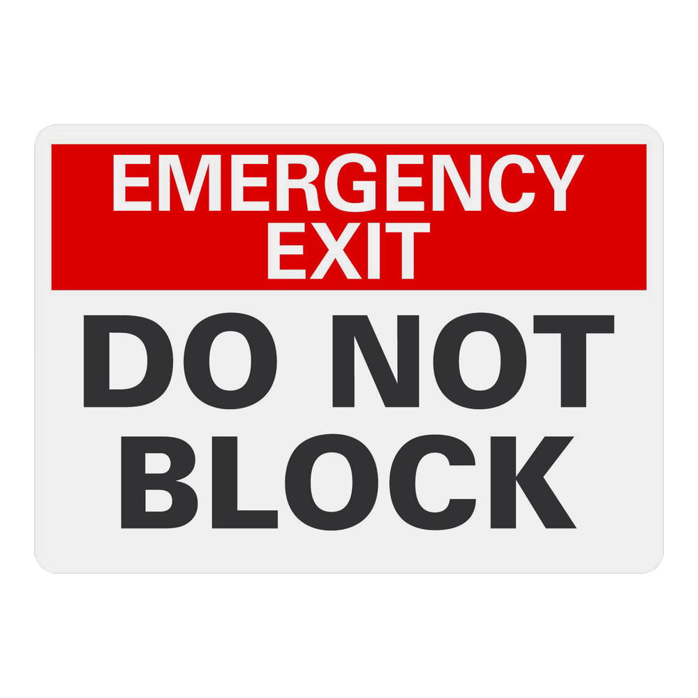 Lavex 10" x 7" Non-Reflective Aluminum "Emergency Exit / Do Not Block" Safety Sign