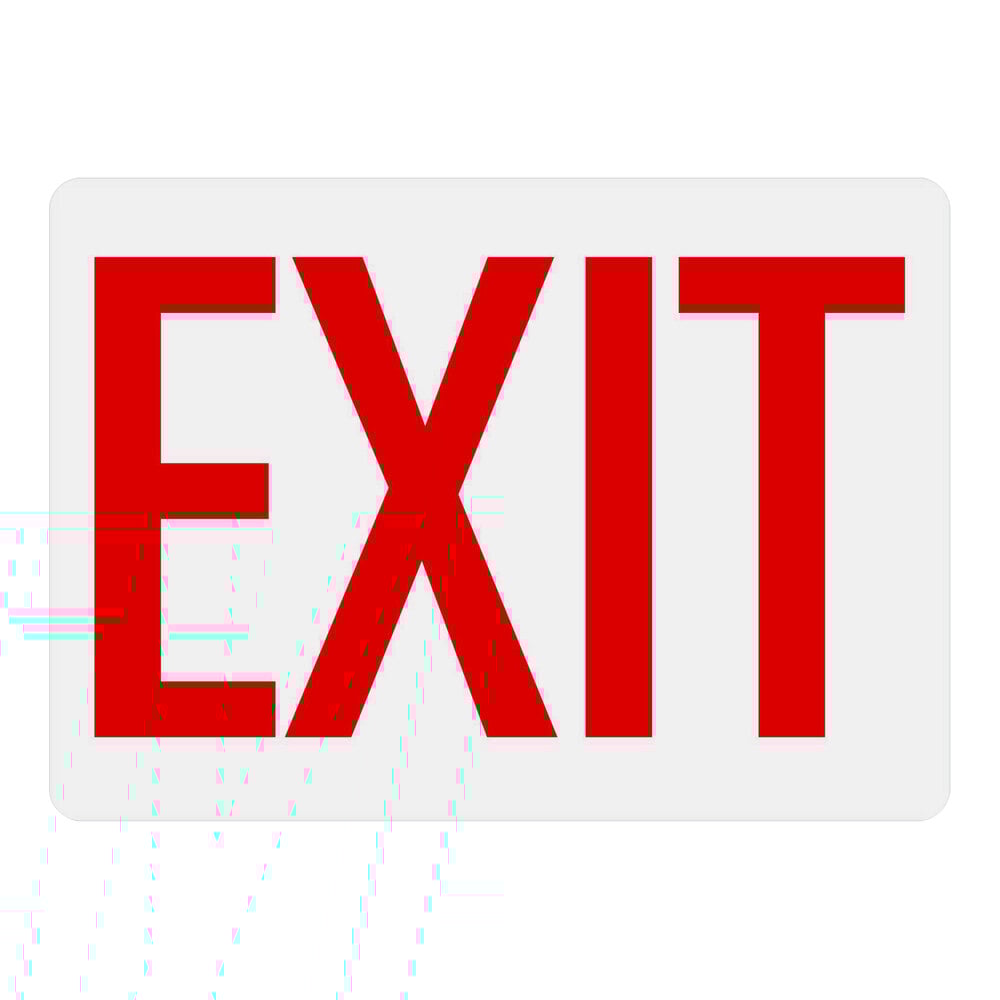 Lavex 10" x 7" White Non-Reflective Plastic "Exit" Safety Sign with Red Lettering