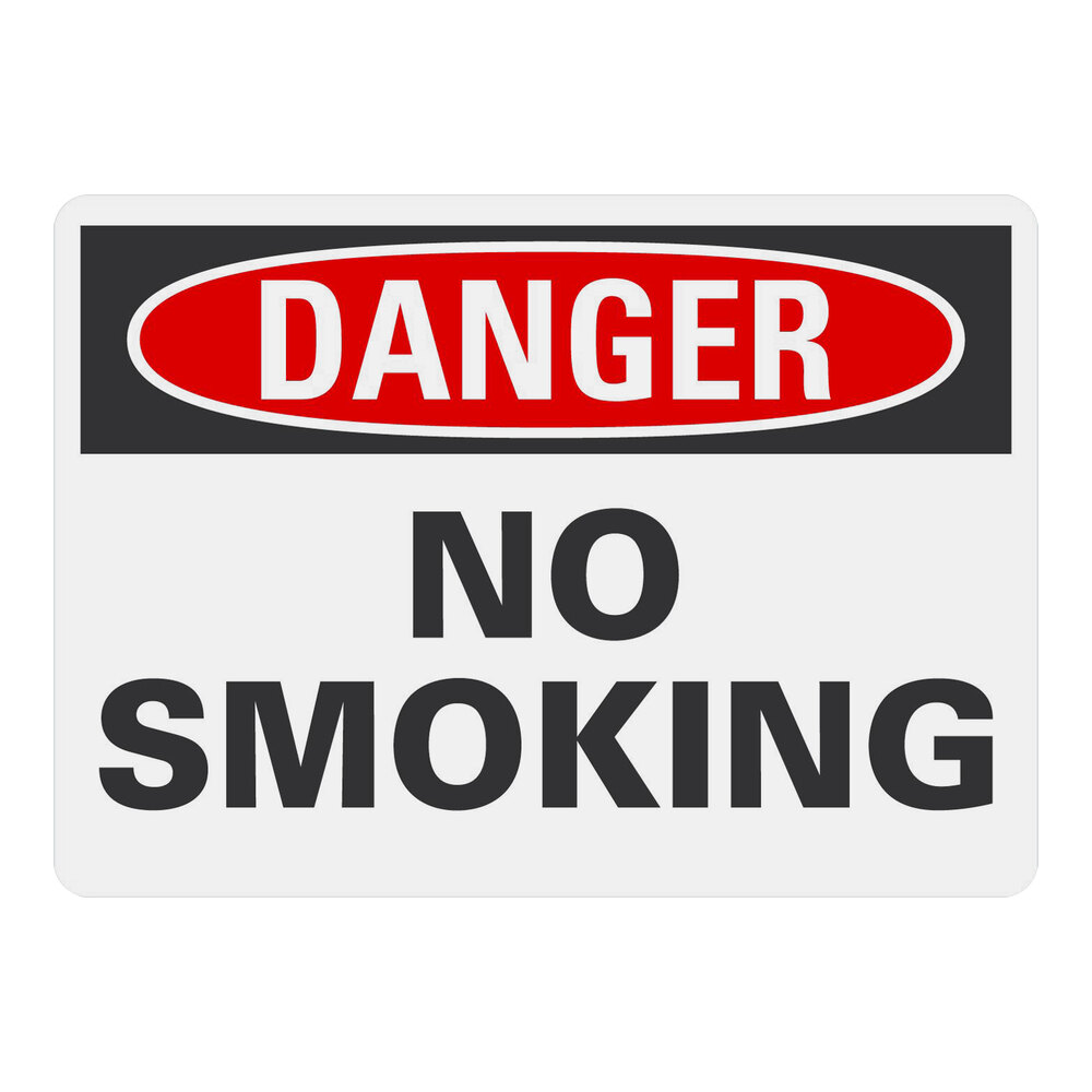 Lavex 10" x 7" Non-Reflective Adhesive Vinyl "Danger / No Smoking" Safety Label
