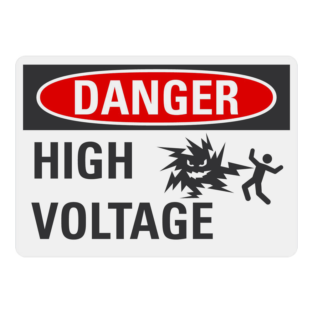 Lavex 10" x 7" Non-Reflective Plastic "Danger / High Voltage" Safety Sign with Symbol