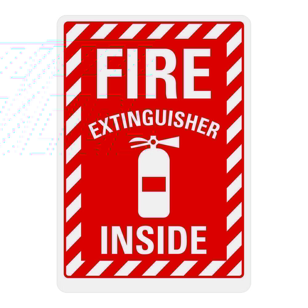 Lavex 10" x 7" Non-Reflective Adhesive Vinyl "Fire Extinguisher Inside" Safety Label