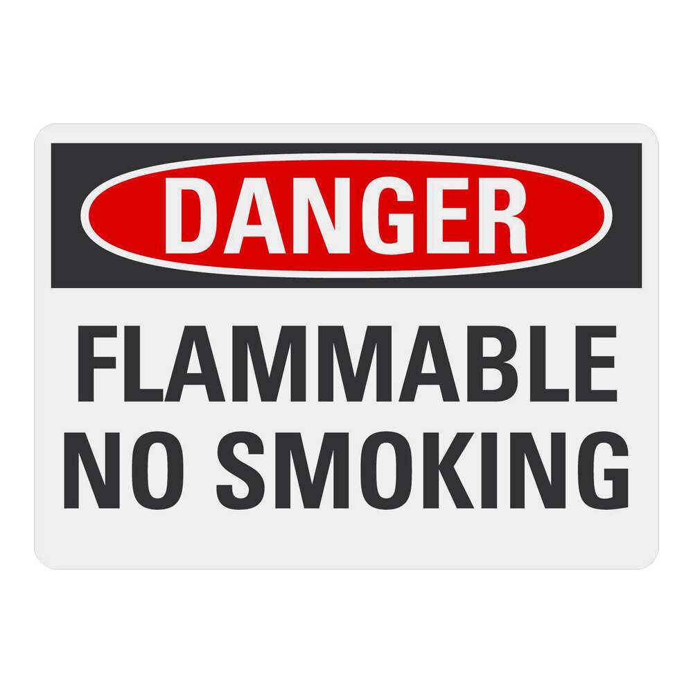 Lavex 10" x 7" Non-Reflective Adhesive Vinyl "Danger / Flammable / No Smoking" Safety Label