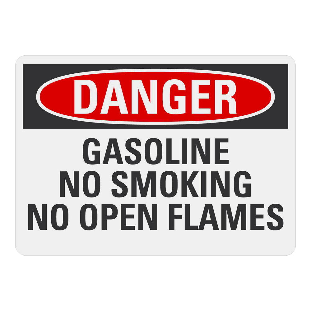 Lavex 10" x 7" Non-Reflective Adhesive Vinyl "Danger / Gasoline / No Smoking / No Open Flames" Safety Label