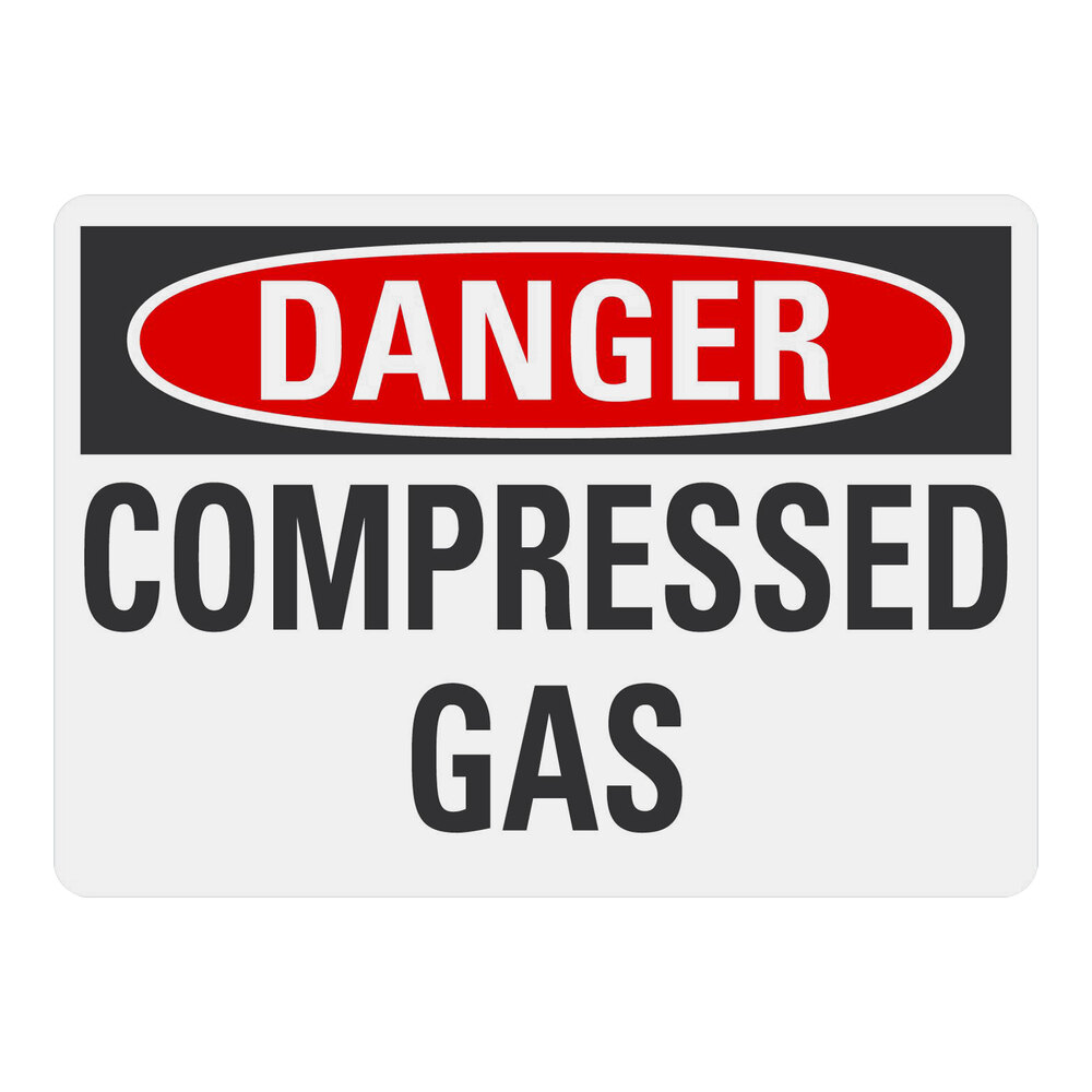 Lavex 10" x 7" Non-Reflective Adhesive Vinyl "Danger / Compressed Gas" Safety Label