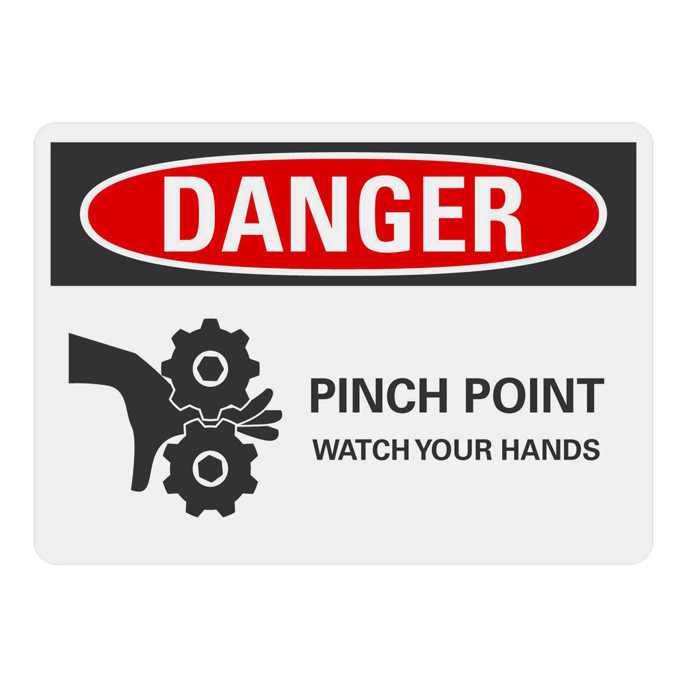 Lavex 5" x 3" Non-Reflective Adhesive Vinyl "Danger / Pinch Point / Watch Your Hands" Safety Label