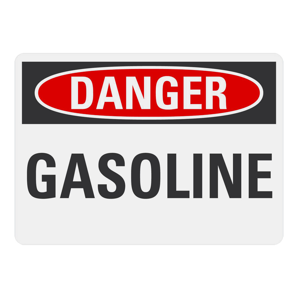 Lavex 10" x 7" Non-Reflective Adhesive Vinyl "Danger / Gasoline" Safety Label